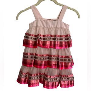 GAP BabyGAP Pink and Red Satin Layered Dress,‎ SIZE 3T